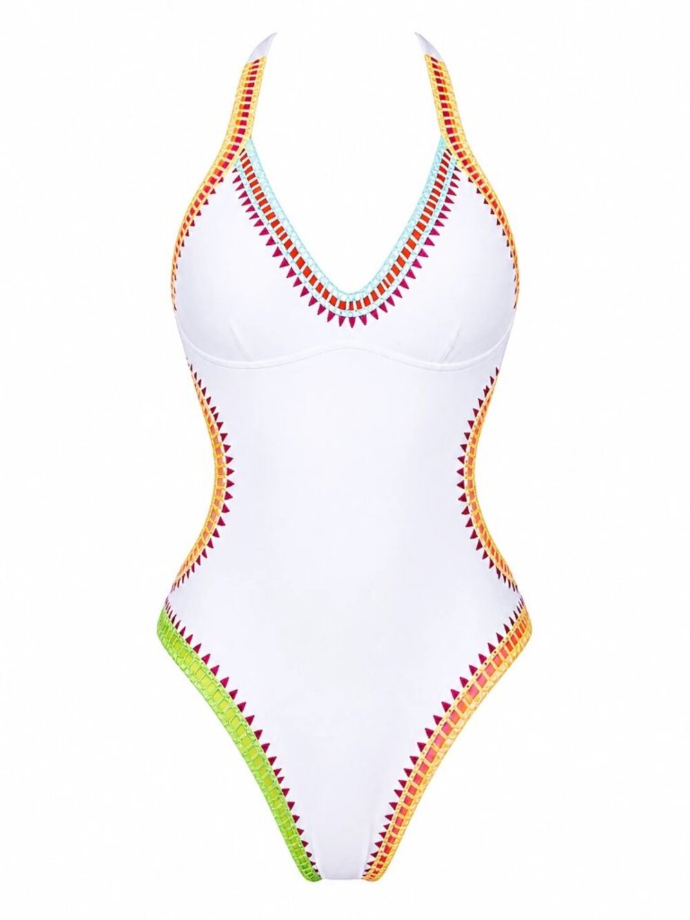 Bar III Be Weave It Monokini One-Piece High-Leg Swimsuit (White, Small)